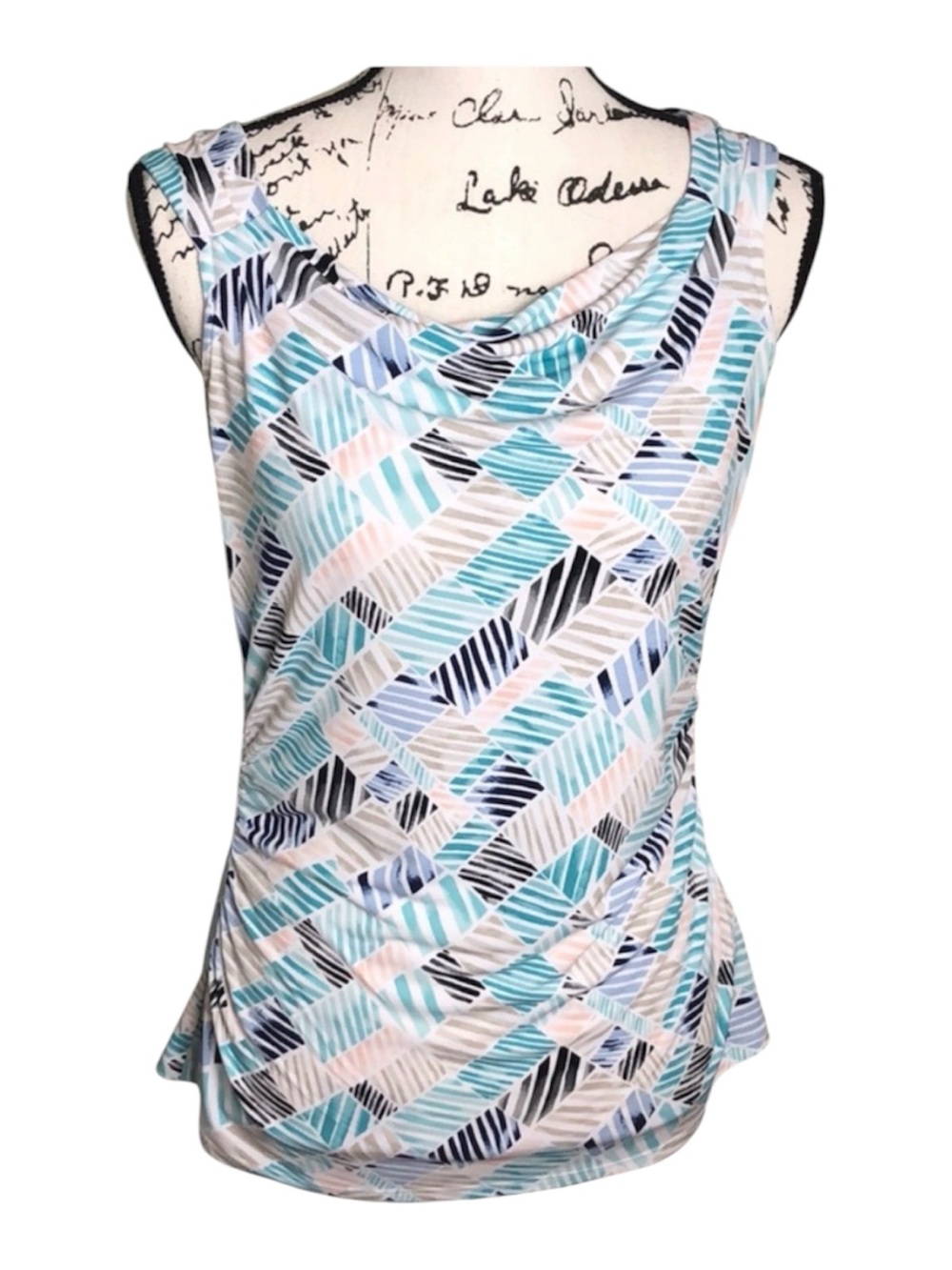 White House Black Market Sleeveless Multicolor Scoop Neck Blouse Size S